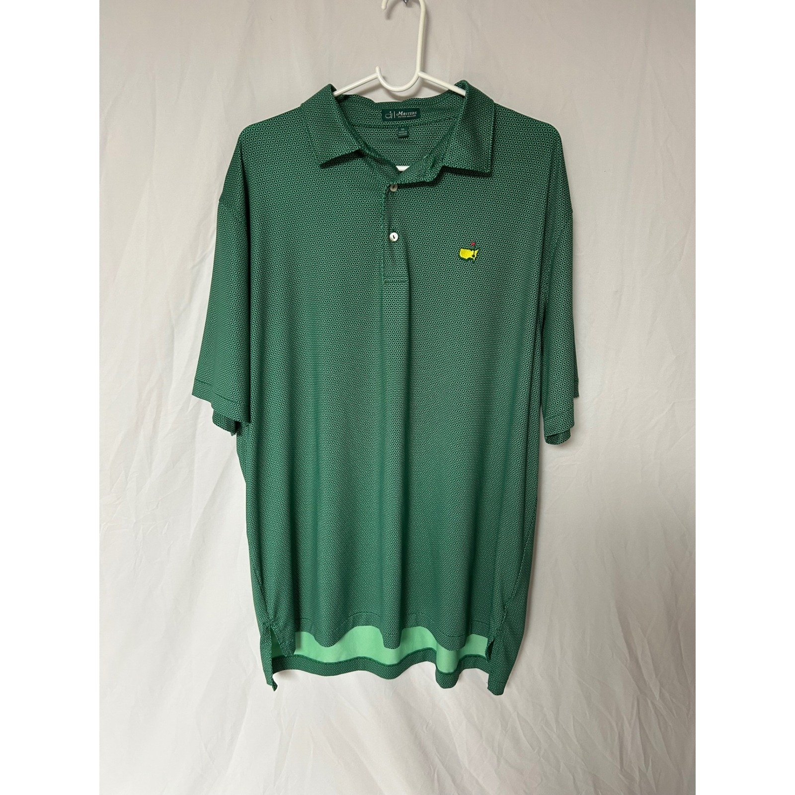 Masters Peter Millar Mens Green Geometric Golf Polo Shirt Xl Tournament Logo